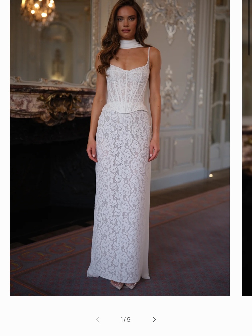 Elegant White Lace Maxi Dress with Corset Bodice